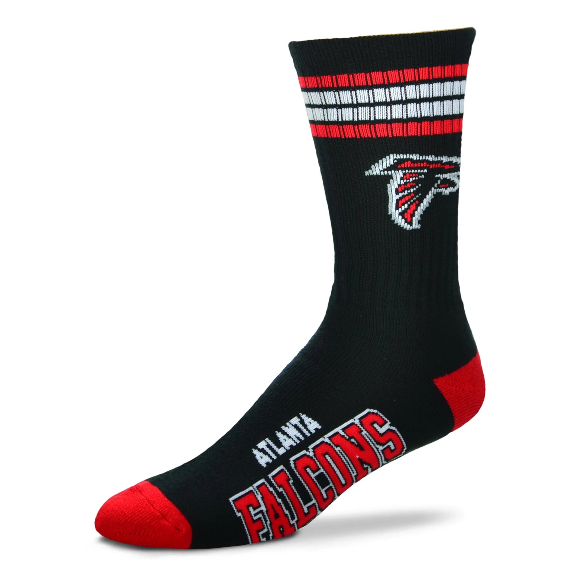 Atlanta Falcons 4 Stripe Deuce Crew Socks Large
